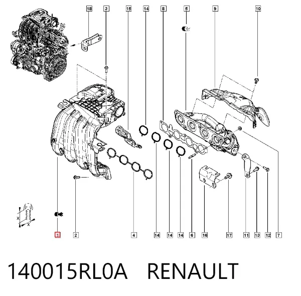 Впускний колектор 140015RL0A Renault (RVI)