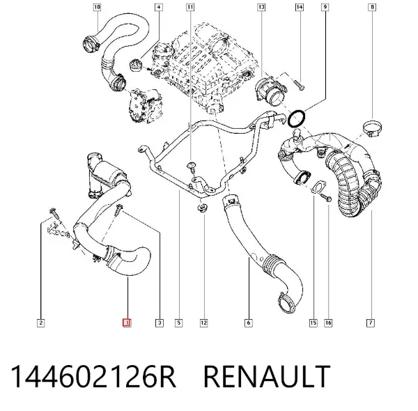 Шланг/патрубок интеркуллера 144602126R Renault (RVI)
