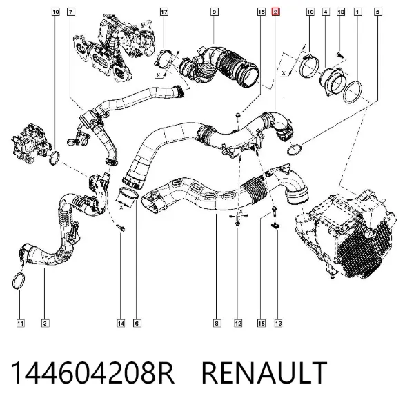 Шланг/патрубок интеркуллера 144604208R Renault (RVI)