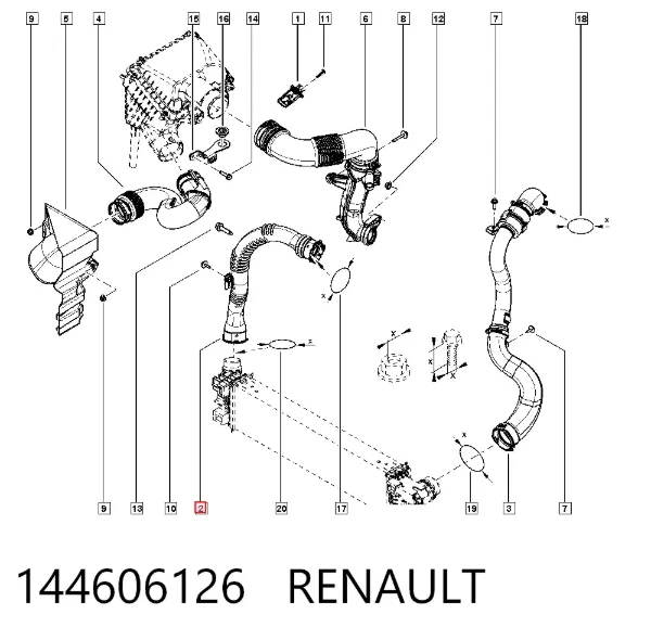 Шланг/патрубок интеркуллера 144606126 Renault (RVI)