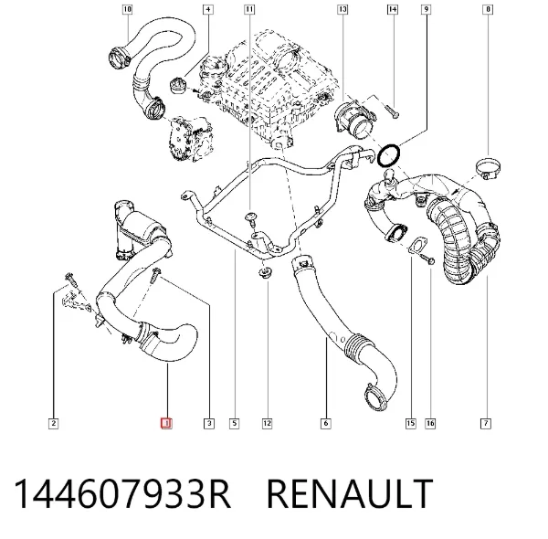Шланг/патрубок интеркуллера 144607933R Renault (RVI)