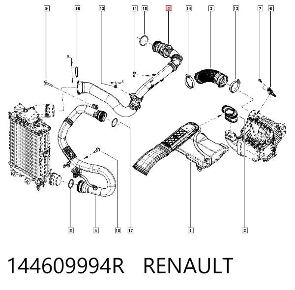 Шланг/патрубок интеркуллера 144609994R Renault (RVI)