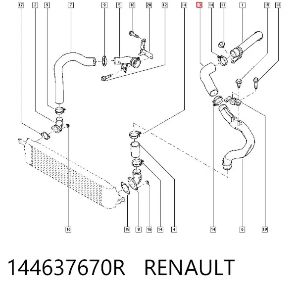 Шланг/патрубок интеркуллера 144637670R Renault (RVI)