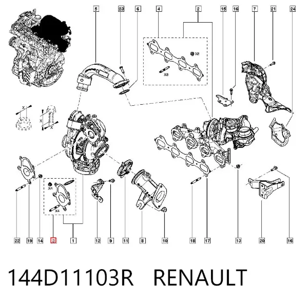 Прокладка турбіни, монтажний комплект 144D11103R Renault (RVI)