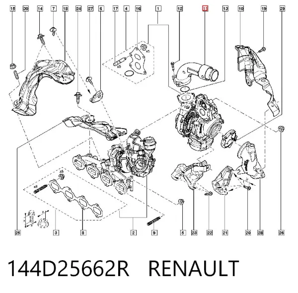 Патрубок повітряний, вхід в турбіну (наддув) 144D25662R Renault (RVI)