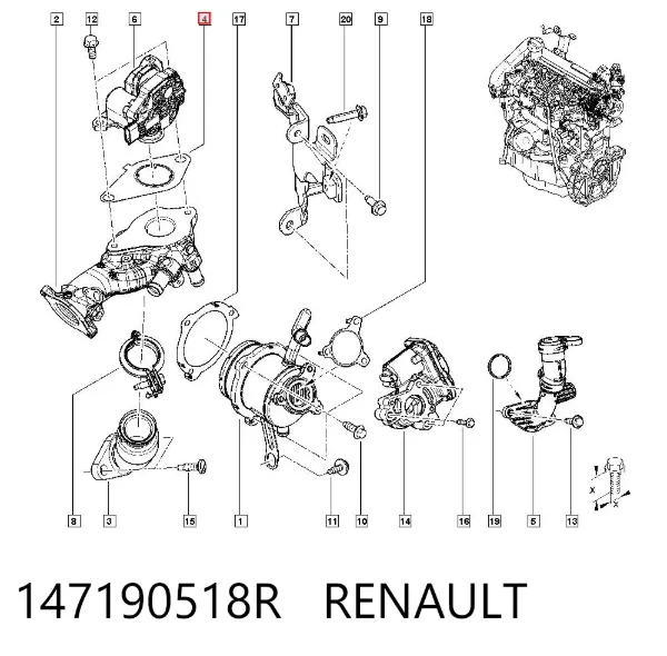 Прокладка EGR-клапана рециркуляції 147190518R Renault (RVI)