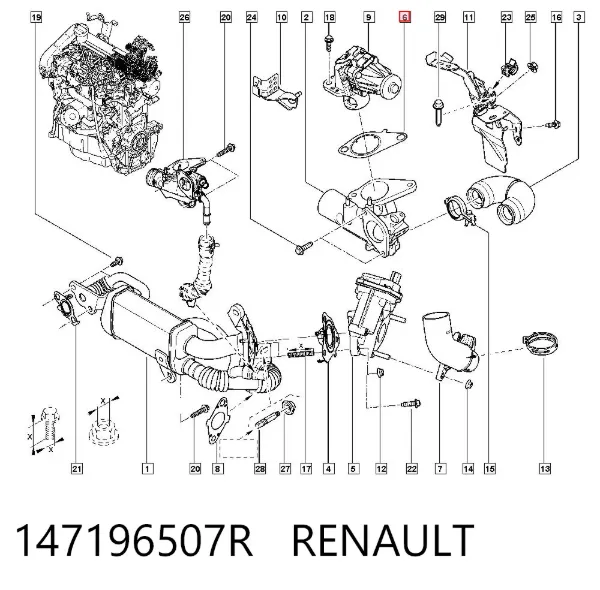 Прокладка EGR-клапана рециркуляції 147196507R Renault (RVI)