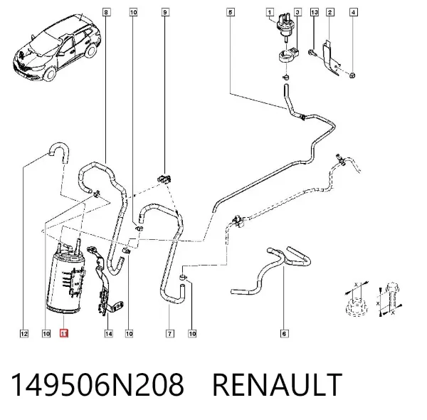 Абсорбер парів 149506N208 Renault (RVI)