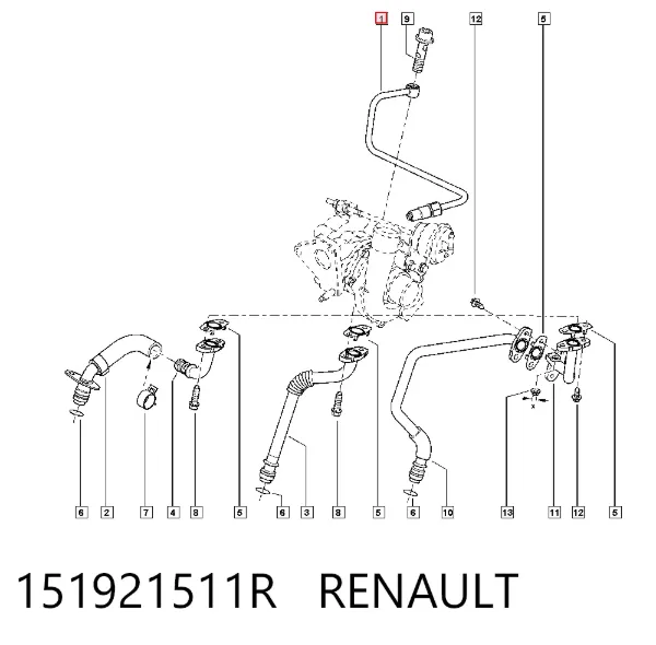 Трубка/шланг подачі масла до турбіни 151921511R Renault (RVI)