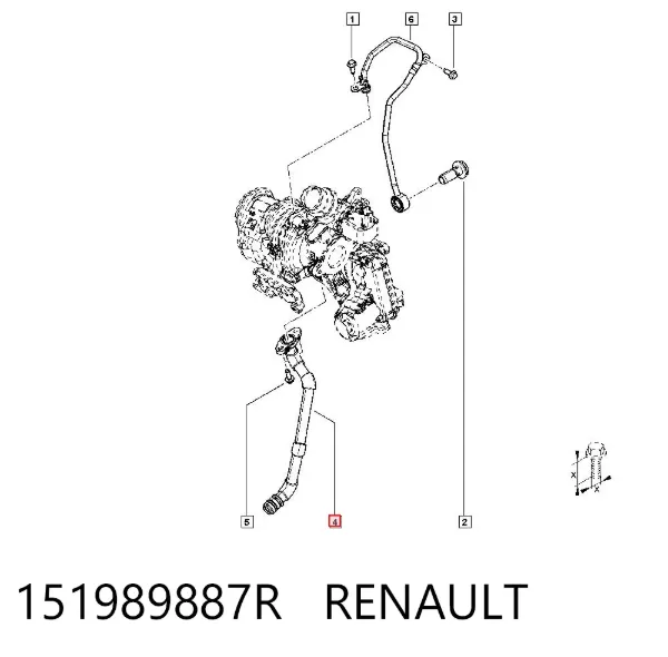 Трубка/шланг відводу масла від турбіни 151989887R Renault (RVI)