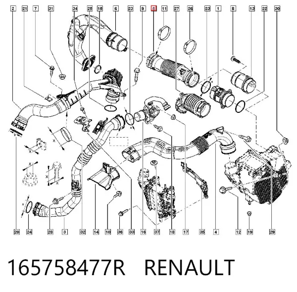 Патрубок витратоміра повітря 165758477R Renault (RVI)