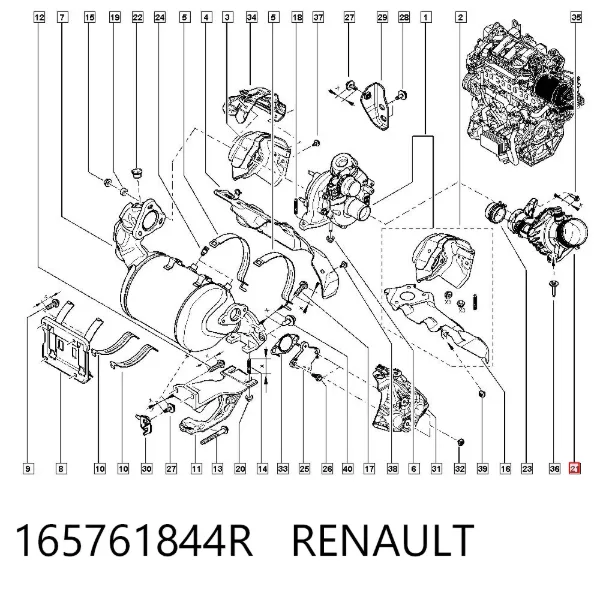 Патрубок повітряний, вхід в турбіну (наддув) 165761844R Renault (RVI)