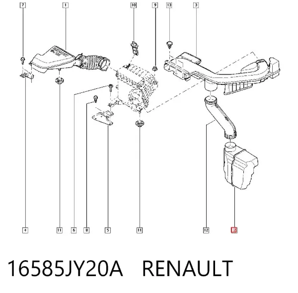 Резонатор повітряного фільтра 16585JY20A Renault (RVI)