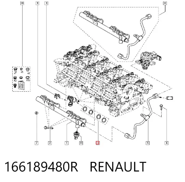 Ремкомплект форсунок 166189480R Renault (RVI)