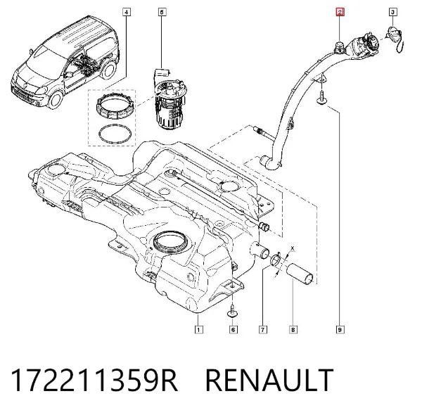 Шланг заливної горловини, паливного бака 172211359R Renault (RVI)