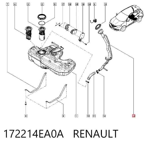 Шланг заливної горловини, паливного бака 172214EA0A Renault (RVI)