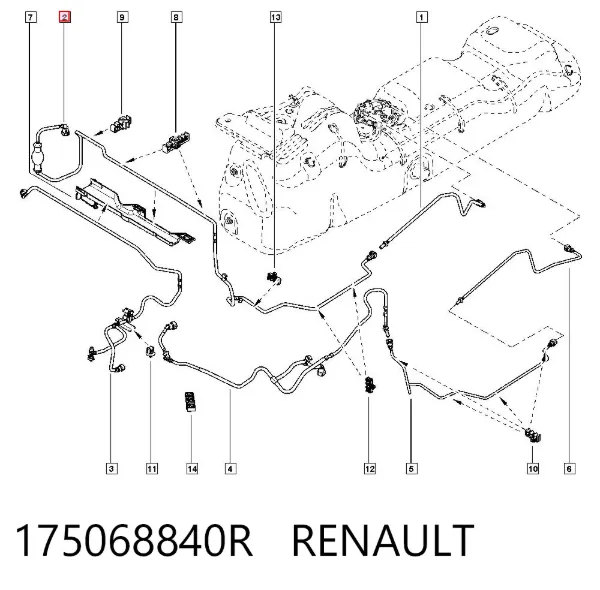 Трубка паливна, від бака до паливного фільтру 175068840R Renault (RVI)