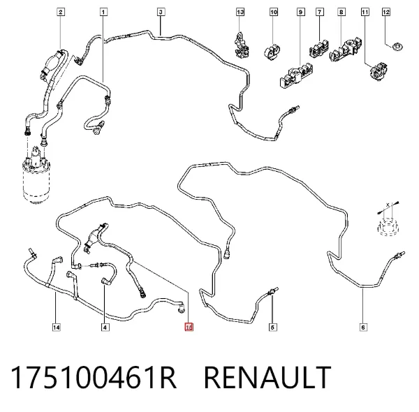 Паливна трубка зворотна від фільтра до бака 175100461R Renault (RVI)