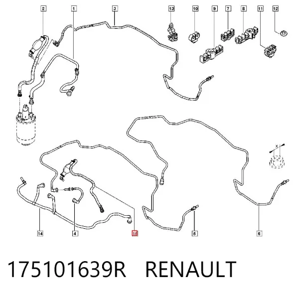 Паливна трубка зворотна від фільтра до бака 175101639R Renault (RVI)