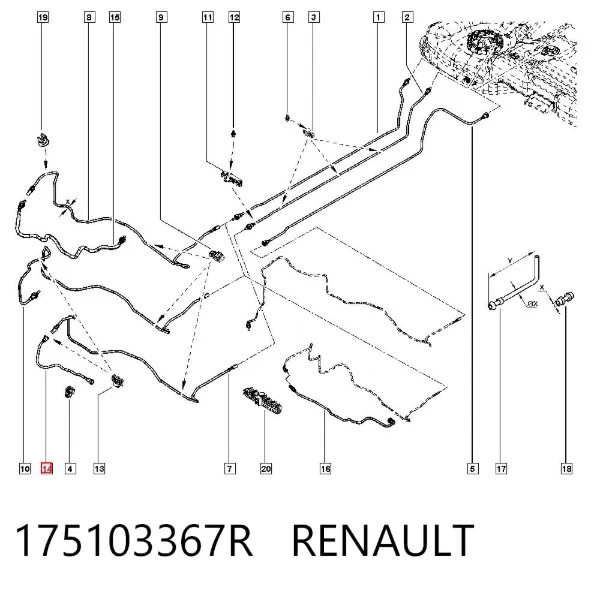 Трубка вентиляції паливного бака 175103367R Renault (RVI)