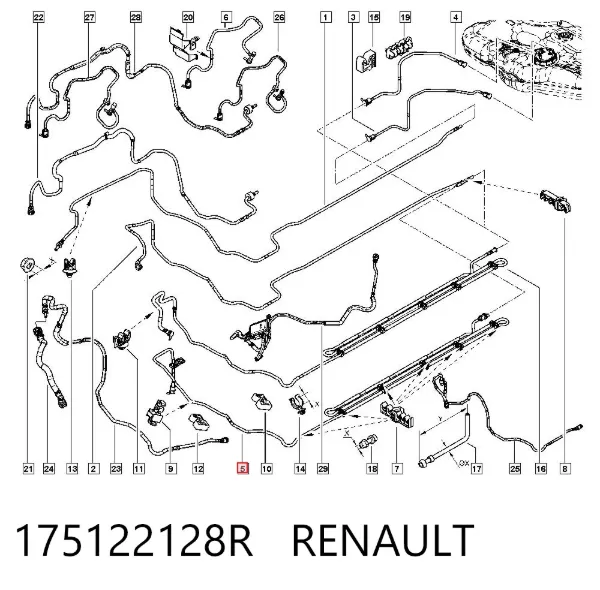 Паливна трубка зворотна від фільтра до бака 175122128R Renault (RVI)