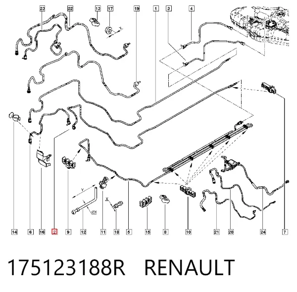 Паливна трубка зворотна від фільтра до бака 175123188R Renault (RVI)