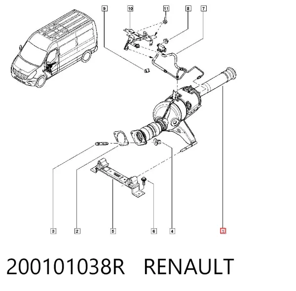 Труба приймальна (штани) глушника, передня 200101038R Renault (RVI)