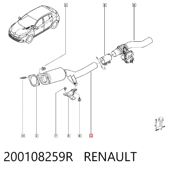 Труба приймальна (штани) глушника, передня 200108259R Renault (RVI)