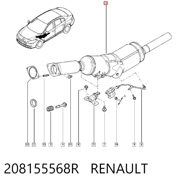 Датчик тиску вихлопних газів 208155568R Renault (RVI)