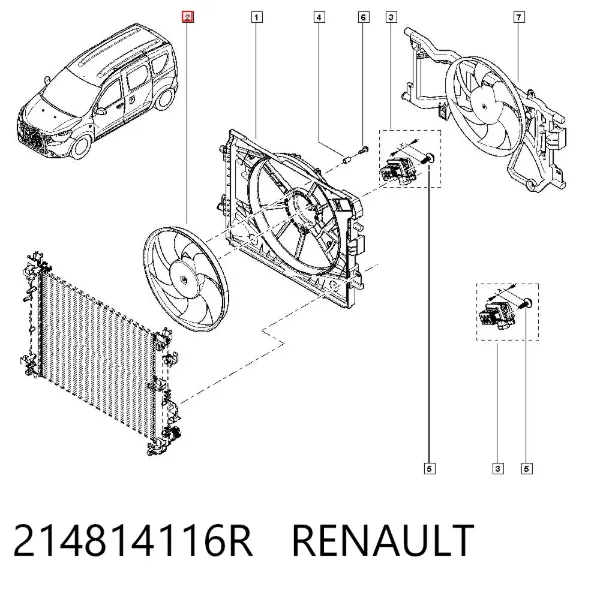 Вентилятор охолодження радіатора 214814116R Renault (RVI)