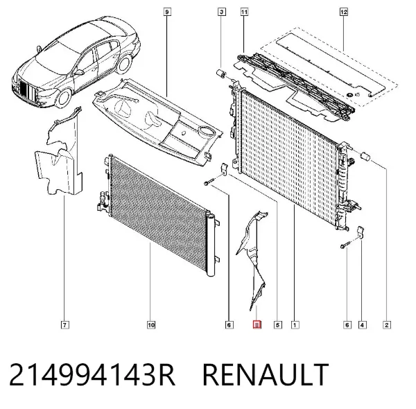 Жалюзі повітрозабірника 214994143R Renault (RVI)