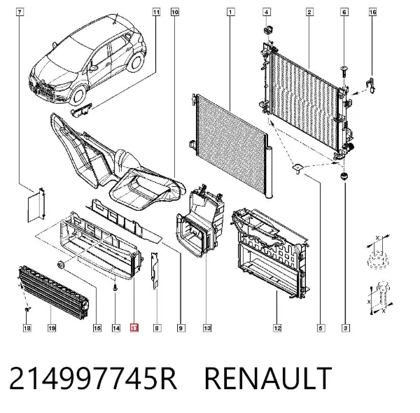 Жалюзі повітрозабірника 214997745R Renault (RVI)