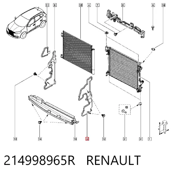 Повітропровід (дефлектор) радіатора, лівий 214998965R Renault (RVI)