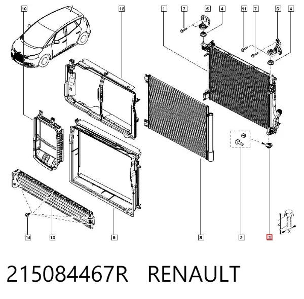 Подушка радіатора охолодження, нижня 215084467R Renault (RVI)