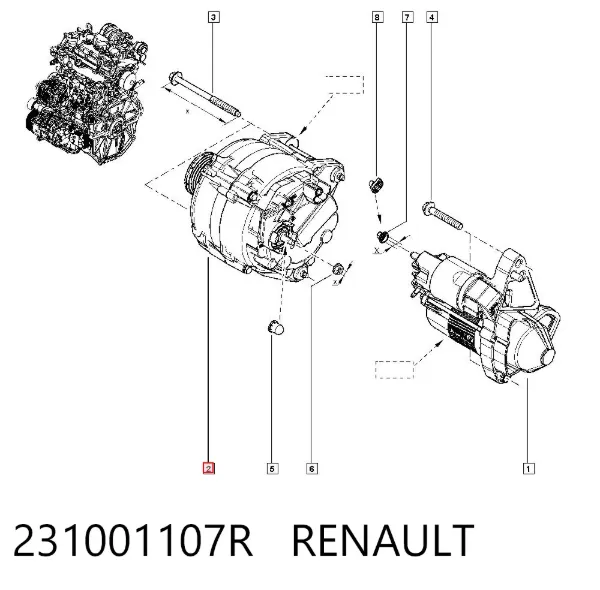 Генератор 231001107R Renault (RVI)