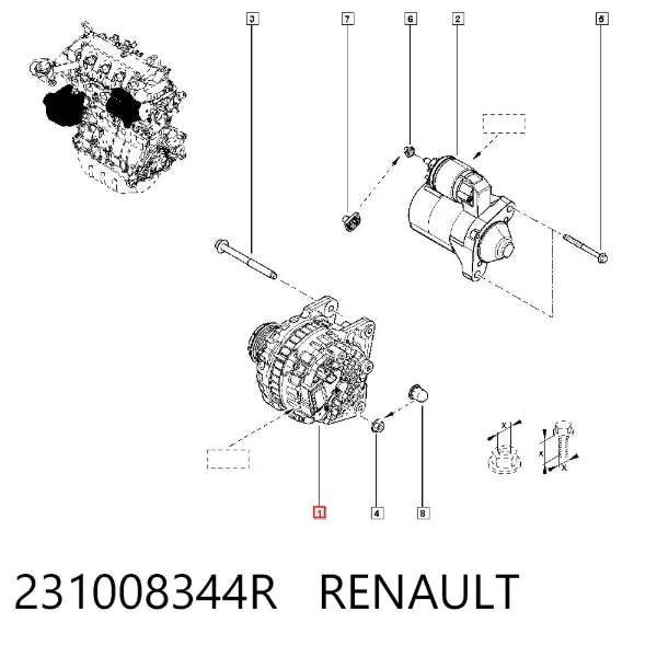 Генератор 231008344R Renault (RVI)