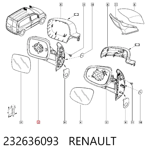 Ліве бокове дзеркало 232636093 Renault (RVI)