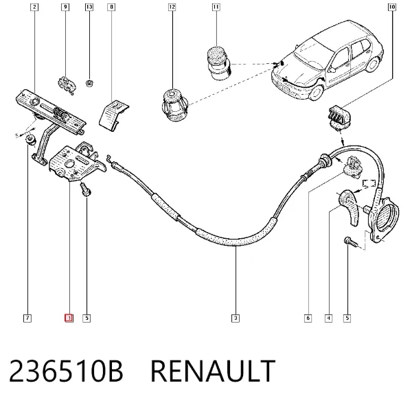 Замок капота 236510B Renault (RVI)