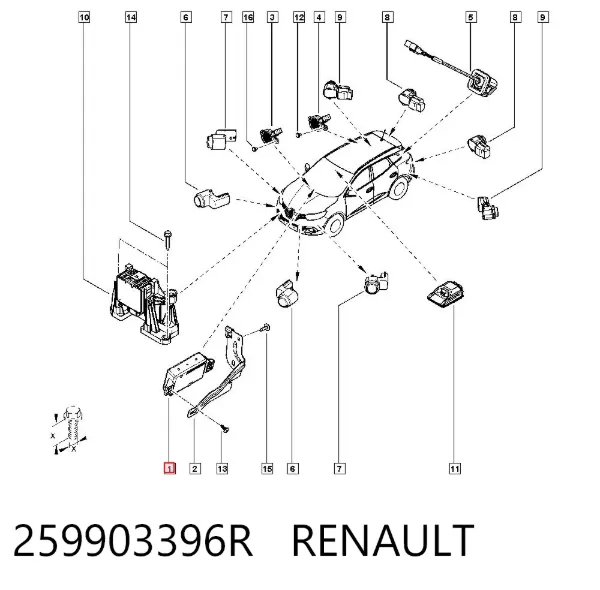 Модуль керування (ЕБУ) парктроніком 259903396R Renault (RVI)