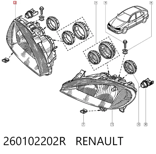 Фара права 260102202R Renault (RVI)