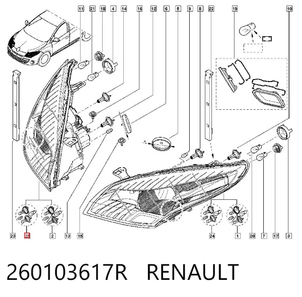 Фара права 260103617R Renault (RVI)
