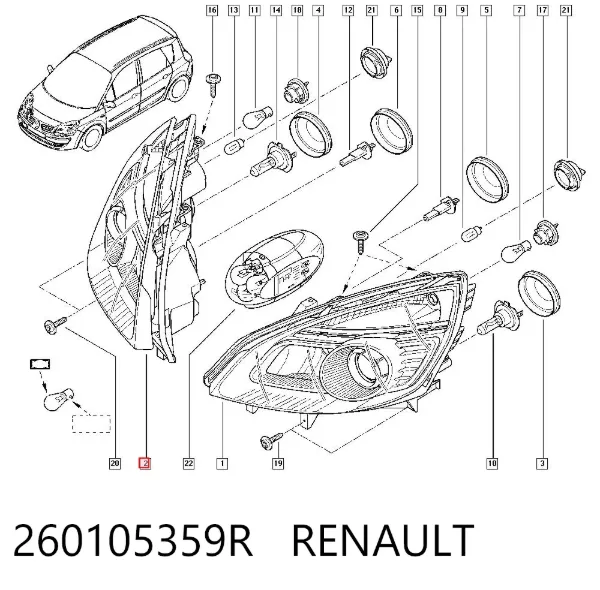 Фара права 260105359R Renault (RVI)