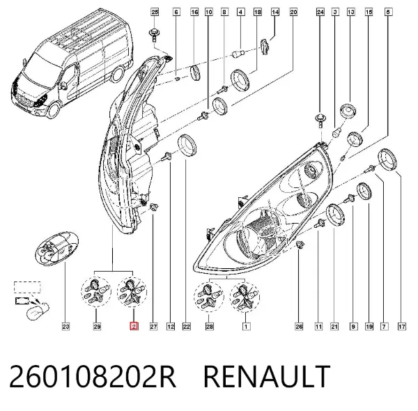 Фара права 260108202R Renault (RVI)