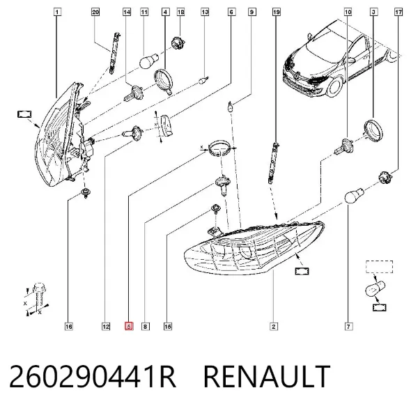 Кришка фари, задня 260290441R Renault (RVI)