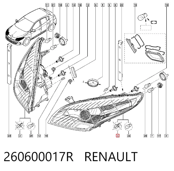 Фара ліва 260600017R Renault (RVI)
