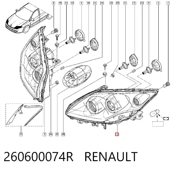 Фара ліва 260600074R Renault (RVI)