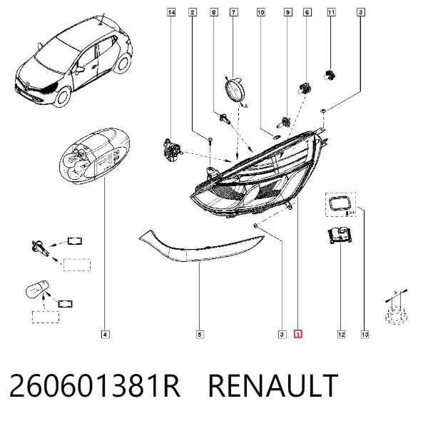 Фара ліва 260601381R Renault (RVI)