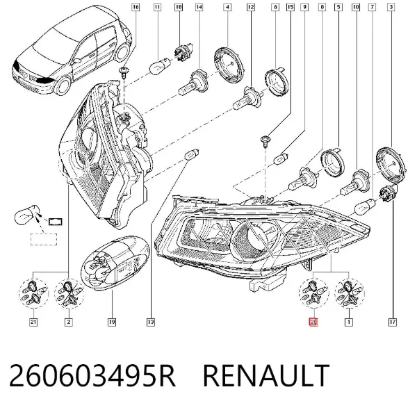Фара ліва 260603495R Renault (RVI)