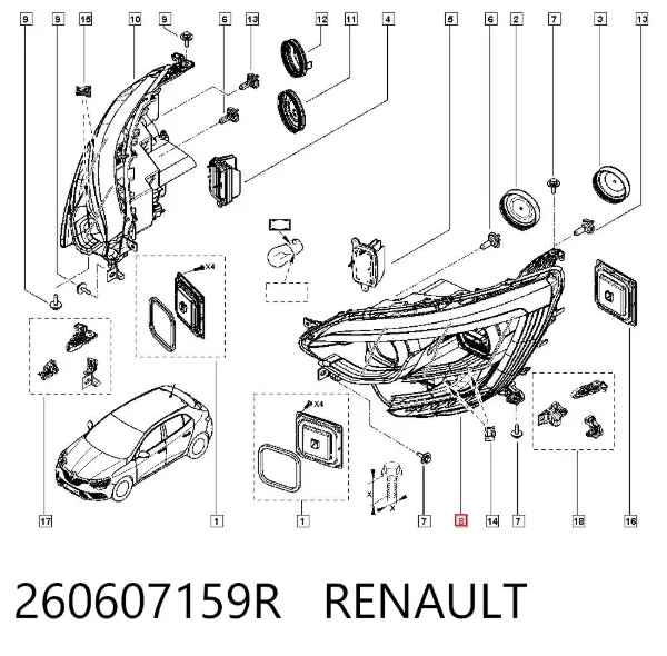 Фара ліва 260607159R Renault (RVI)