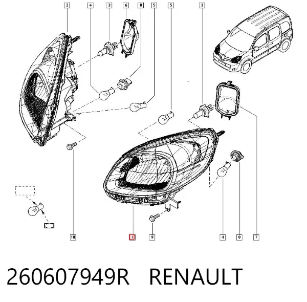 Фара ліва 260607949R Renault (RVI)